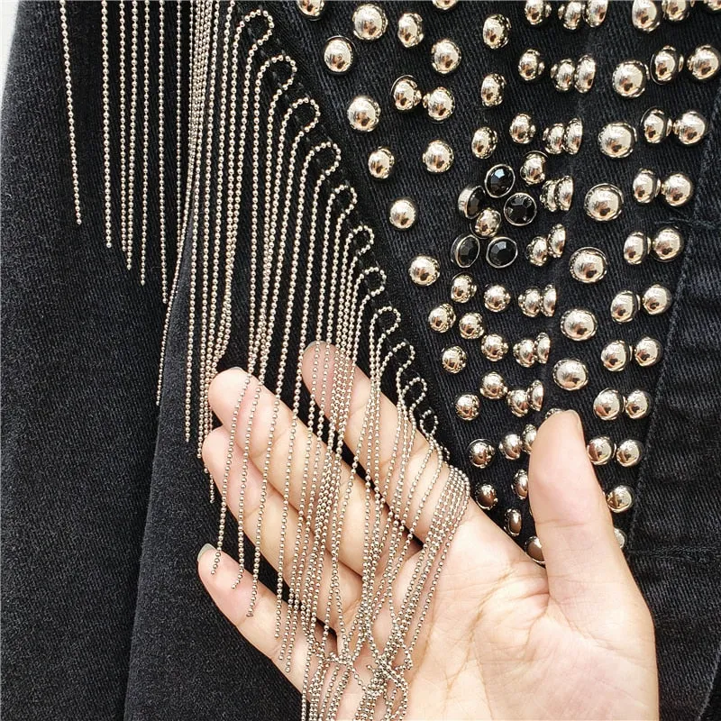Zofia Rivets and Tassels Denim Jacket - 2 Colors